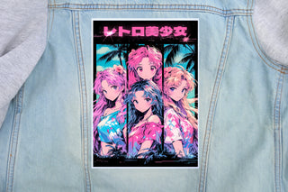 Anime classique rétro Patch arrière imprimé coloré